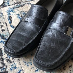 Ecco Slip On Black Leather Dress Shoes